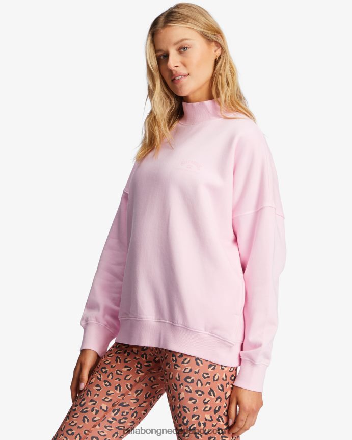 Billabong vrouwen a/div canyon sweatshirt met opstaande kraagroze paden 4D20H2177