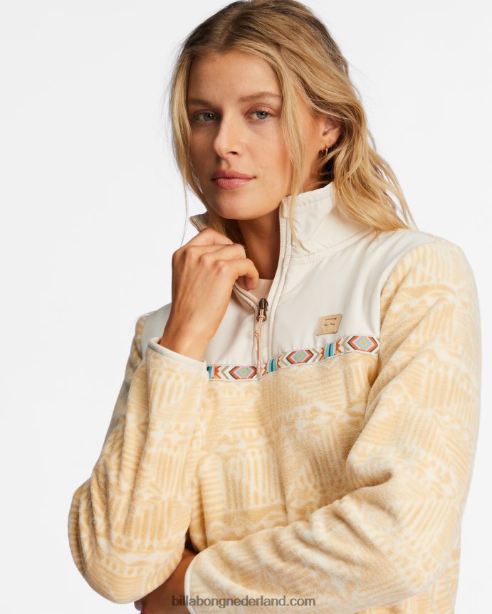 Billabong vrouwen boundary lite sweatshirt met opstaande kraagwoestijnzand 4D20H1928