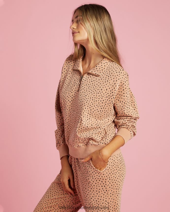 Billabong vrouwen luie ochtenden pullover met halve ritsbruinen 4D20H2235