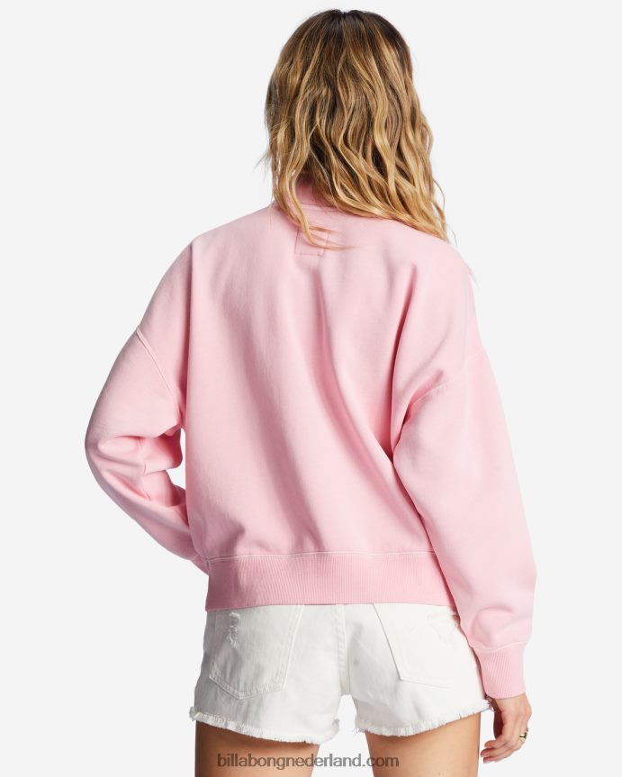 Billabong vrouwen luie ochtenden pullover met halve ritszacht roze 4D20H2105