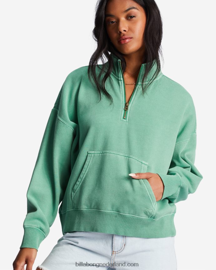 Billabong vrouwen luie ochtenden pullover met halve ritszoet gras 4D20H2016