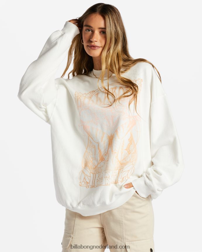 Billabong vrouwen rijden in een oversized sweatshirt met ronde halszout kristal 4D20H2053