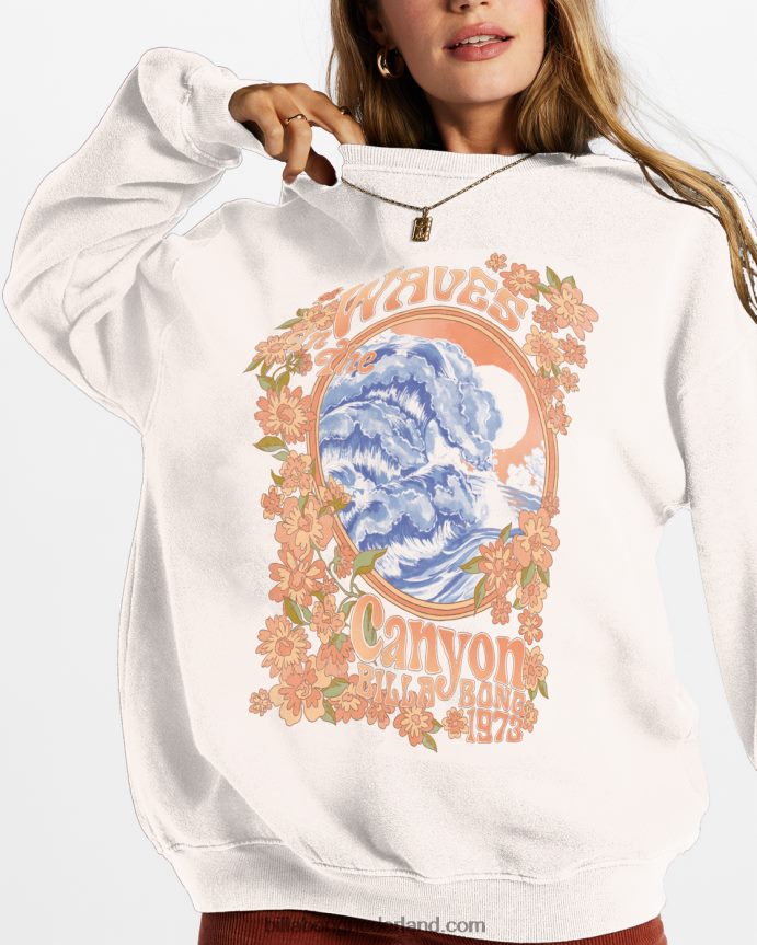 Billabong vrouwen rijden in een oversized sweatshirt met ronde halszout kristal 4D20H2077