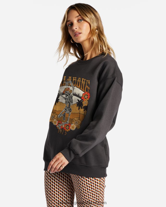 Billabong vrouwen sweatshirt met energie en wijsheiduit zwart 4D20H2029