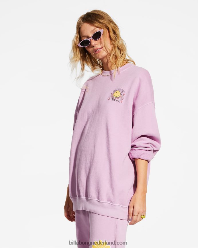 vrouwen billabong x smiley ridin blij sweatshirtdame lavendel 4D20H2182