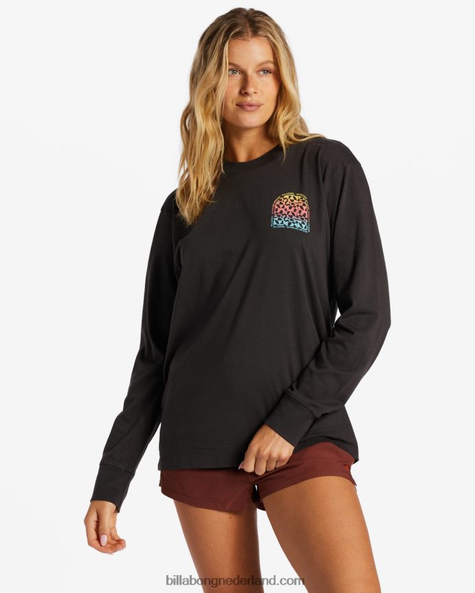 Billabong vrouwen a/div t-shirt met lange mouwenzwart zand 4D20H2078
