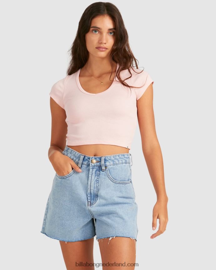 Billabong vrouwen baby vee t-shirtbleekroze 4D20H2369