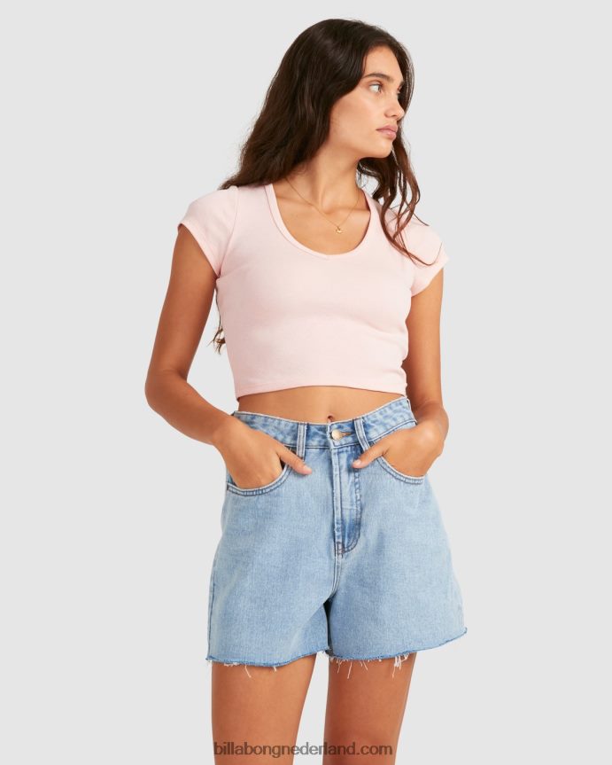 Billabong vrouwen baby vee t-shirtbleekroze 4D20H2369