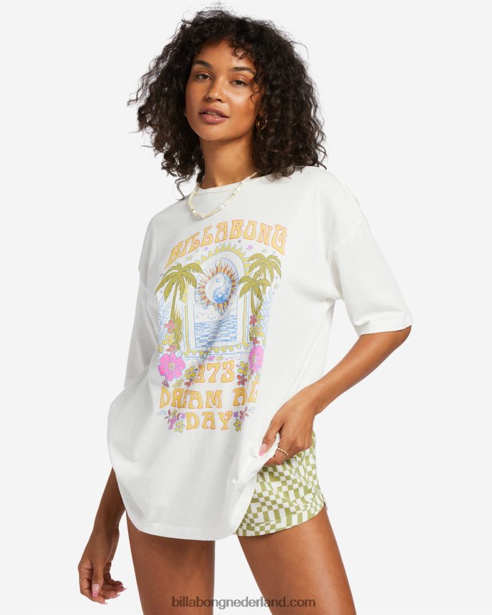 Billabong vrouwen droom de hele dag oversized t-shirtzout kristal 4D20H1825