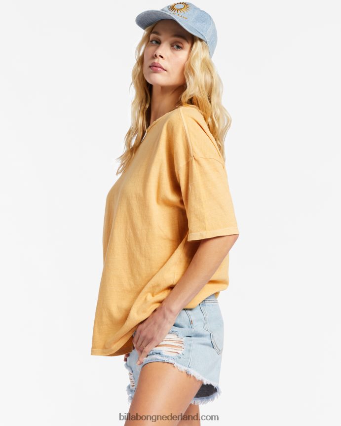 Billabong vrouwen essentials echt jongens t-shirtgoudstof 4D20H2155