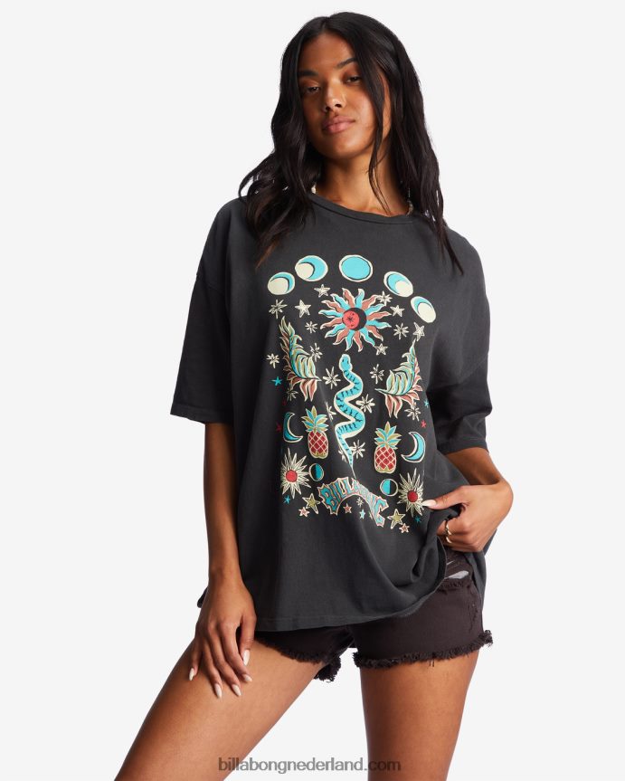 Billabong vrouwen in het mystieke oversized T-shirtuit zwart 4D20H2100