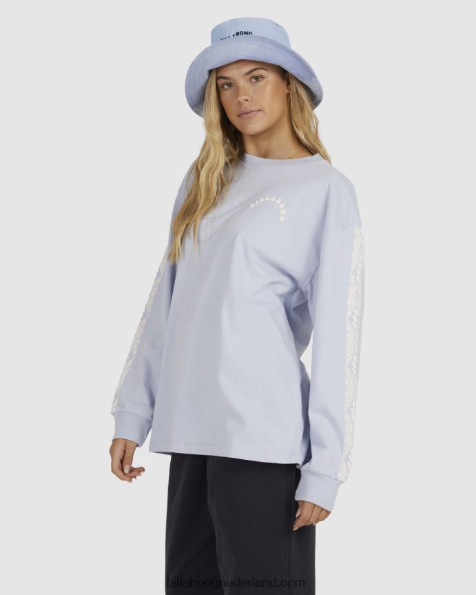 Billabong vrouwen verloren in 73 oversized T-shirt met lange mouwenwolk blauw 4D20H1974