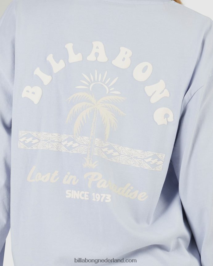 Billabong vrouwen verloren in 73 oversized T-shirt met lange mouwenwolk blauw 4D20H1974