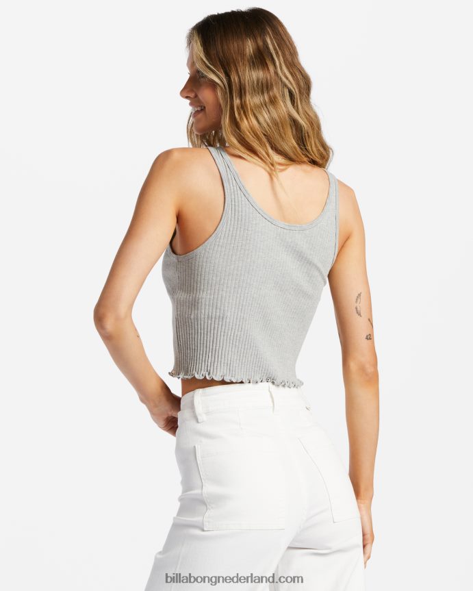 Billabong vrouwen geribbelde tanktop met inkepingatletisch grijs 4D20H2101