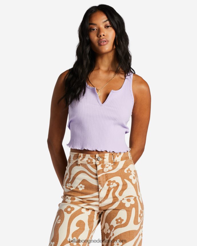 Billabong vrouwen geribbelde tanktop met inkepinglila briesje 4D20H2032