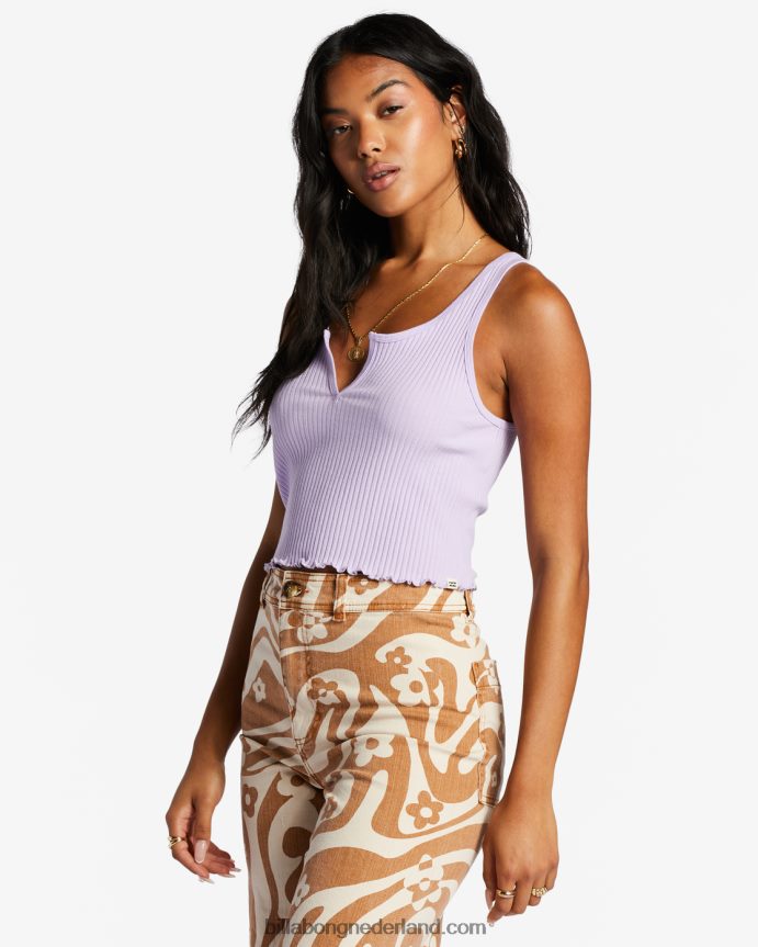 Billabong vrouwen geribbelde tanktop met inkepinglila briesje 4D20H2032