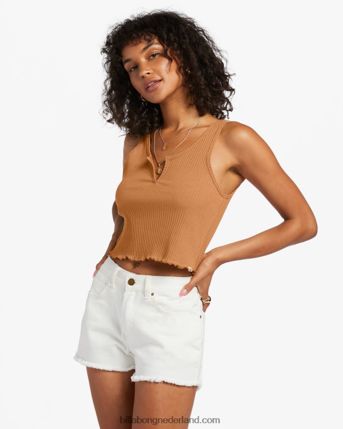Billabong vrouwen geribbelde tanktop met inkepingzomer kruid 4D20H1797
