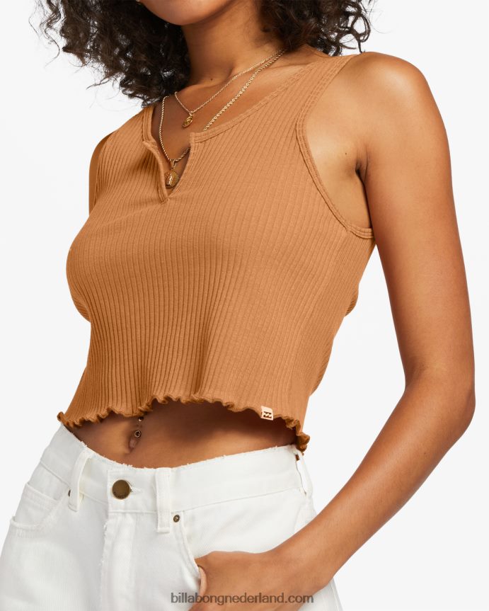 Billabong vrouwen geribbelde tanktop met inkepingzomer kruid 4D20H1797