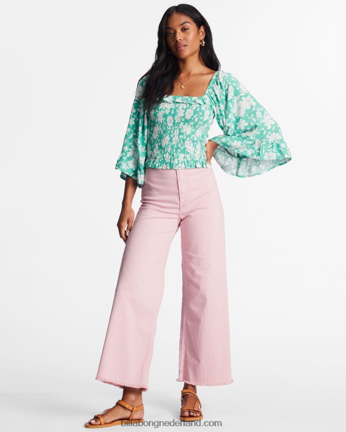 Billabong vrouwen be my babe top met klokmouwenzoet gras 4D20H2173
