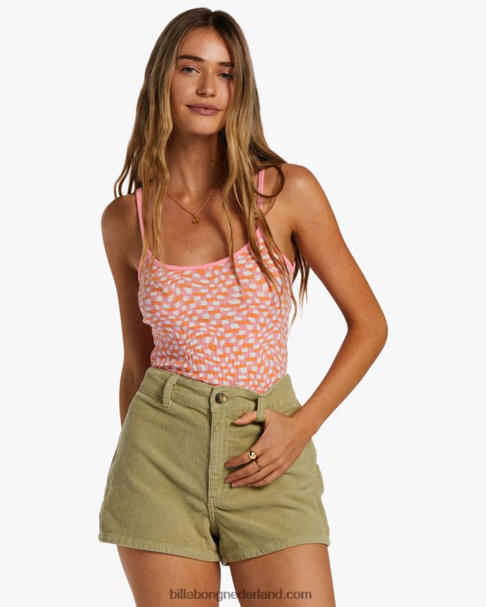 Billabong vrouwen kleine zus cami rib gebreide topflamingo 4D20H2054