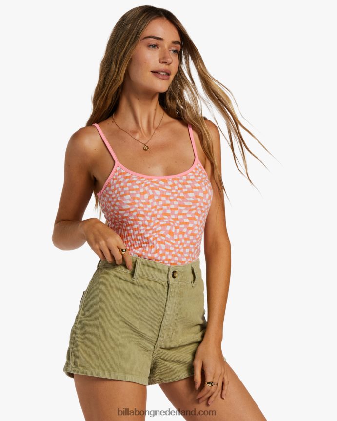 Billabong vrouwen kleine zus cami rib gebreide topflamingo 4D20H2054