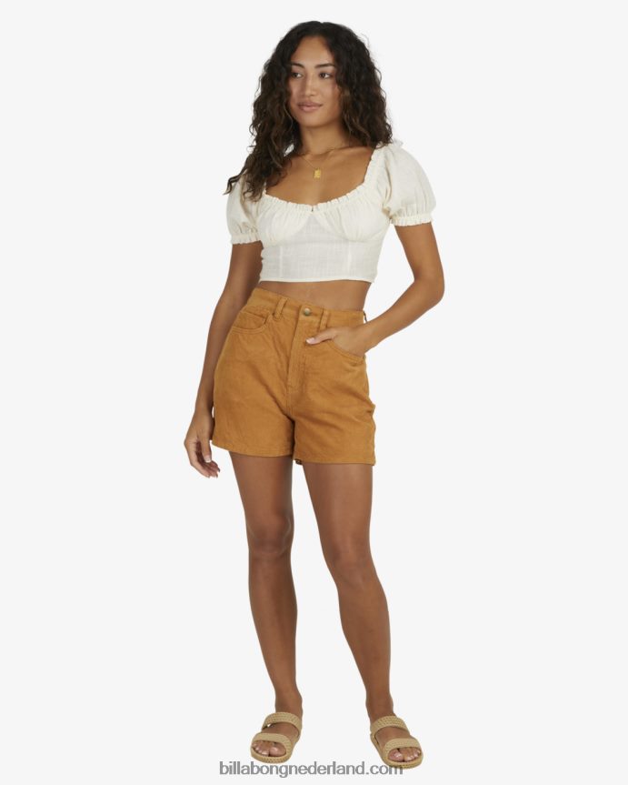 Billabong vrouwen monique top met pofmouwenzout kristal 4D20H1958