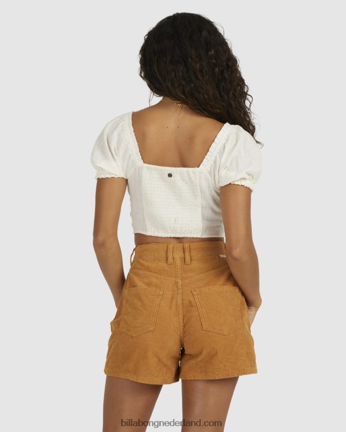 Billabong vrouwen monique top met pofmouwenzout kristal 4D20H1958
