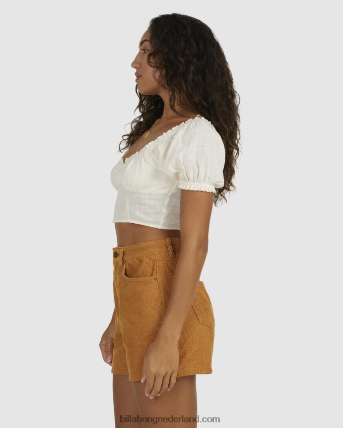 Billabong vrouwen monique top met pofmouwenzout kristal 4D20H1958