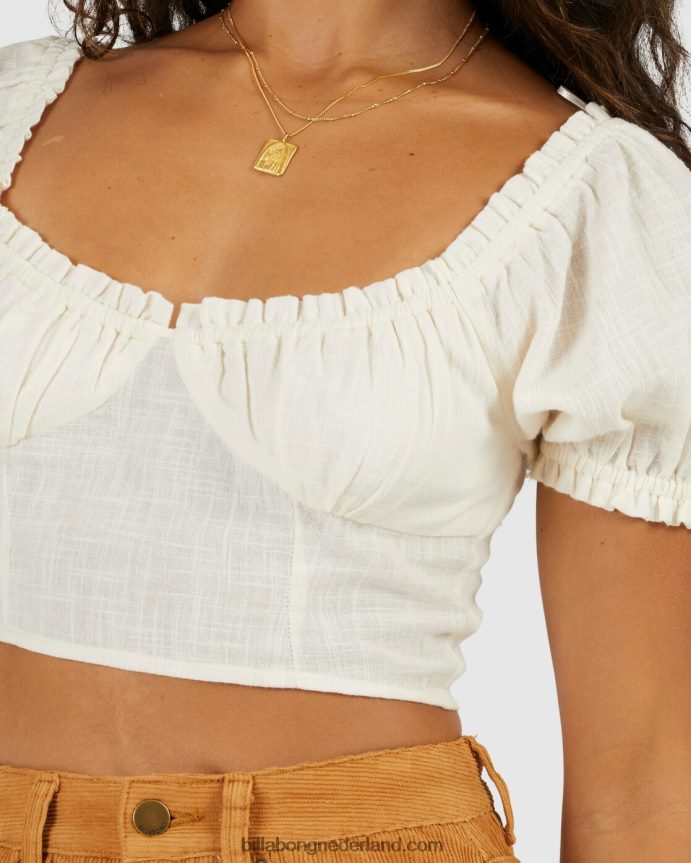 Billabong vrouwen monique top met pofmouwenzout kristal 4D20H1958