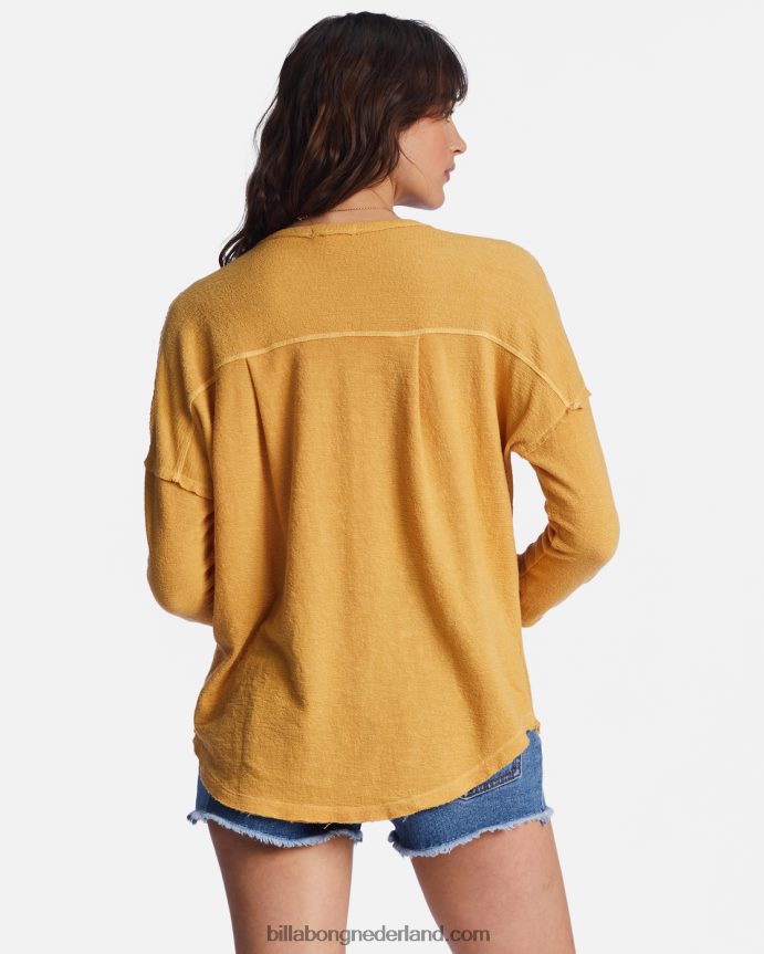 Billabong vrouwen nieuwe anyday henley topgouden Kust 4D20H2200