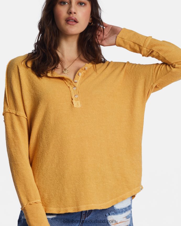 Billabong vrouwen nieuwe anyday henley topgouden Kust 4D20H2200
