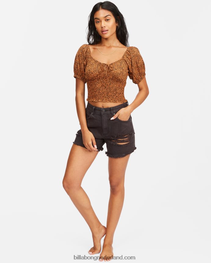 Billabong vrouwen zoete gebreide top met zonsondergangprinttoffee 4D20H2364