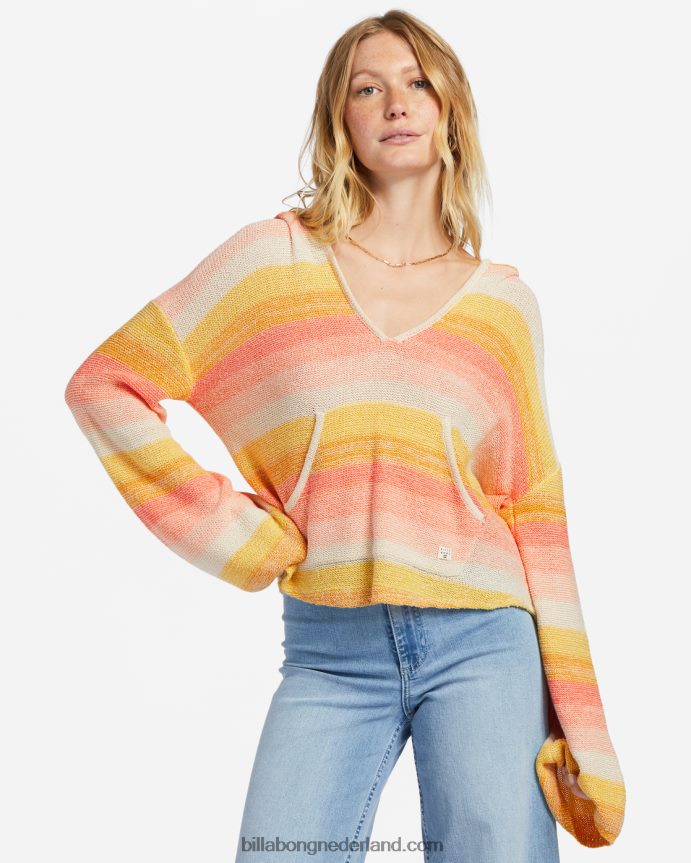 Billabong vrouwen baja strandtrui met capuchonperzik taart 4D20H1862