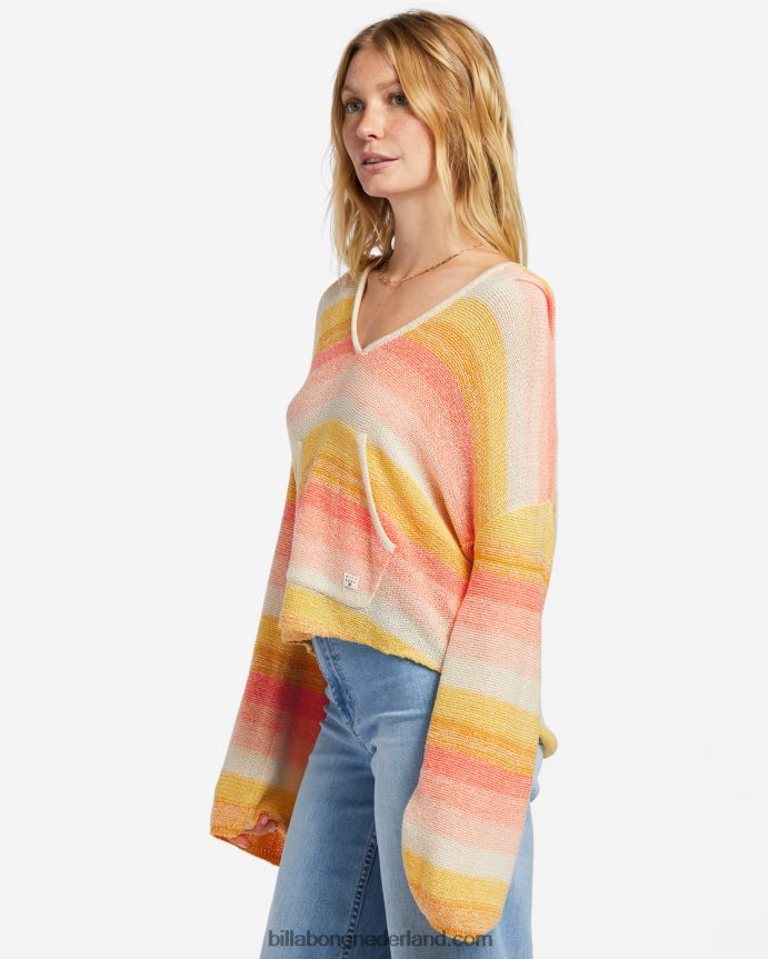 Billabong vrouwen baja strandtrui met capuchonperzik taart 4D20H1862