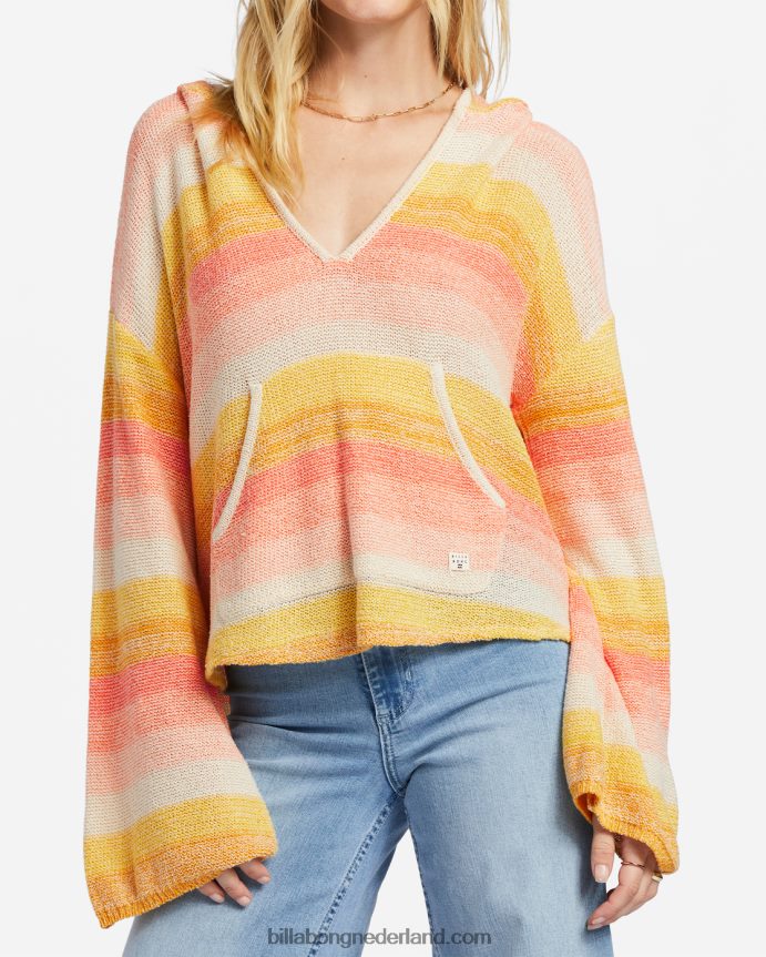 Billabong vrouwen baja strandtrui met capuchonperzik taart 4D20H1862