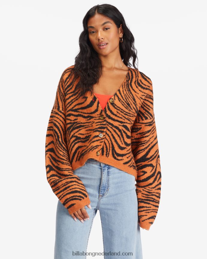 Billabong vrouwen wilde een bijgesneden vest truiwoestijn klei 4D20H2245