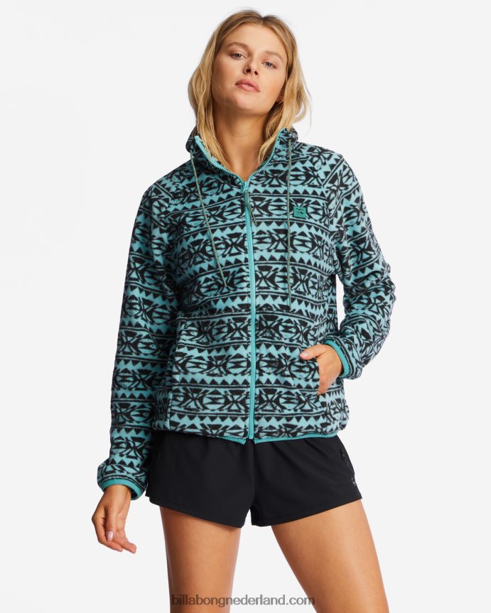 Billabong vrouwen grensfleece met rits en kraaglagune 4D20H2125