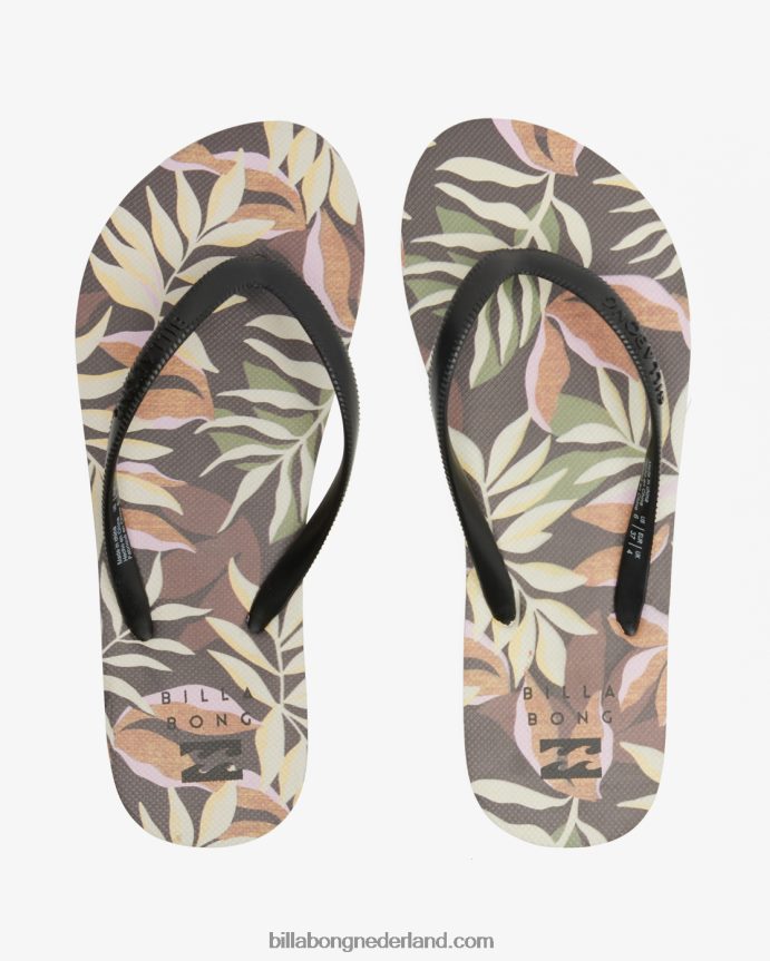 Billabong vrouwen dama rubberen teenslipper sandalenzwart multi 4D20H2513
