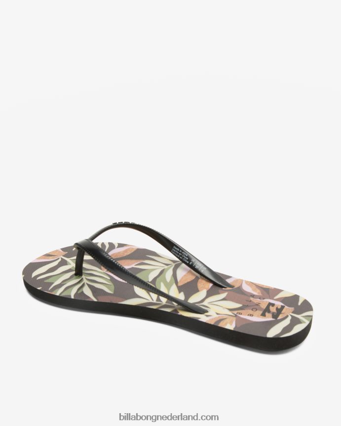 Billabong vrouwen dama rubberen teenslipper sandalenzwart multi 4D20H2513