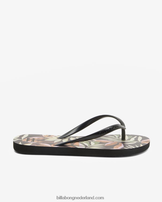 Billabong vrouwen dama rubberen teenslipper sandalenzwart multi 4D20H2513