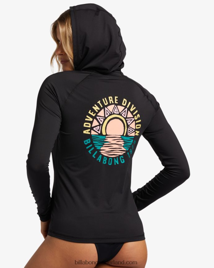 Billabong vrouwen a/div rashguard met lange mouwen en ritssluiting tot 50zwart 4D20H2547