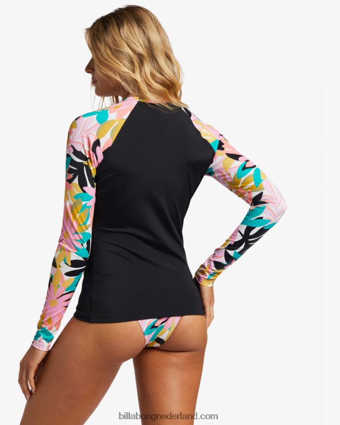 Billabong vrouwen a/div upf 50 rashguard met lange mouwenzwart multi 4D20H2548