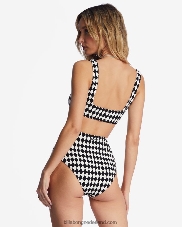 Billabong vrouwen Diamond Daze hoog retro bikinibroekjezwarte kiezelsteen 4D20H1465