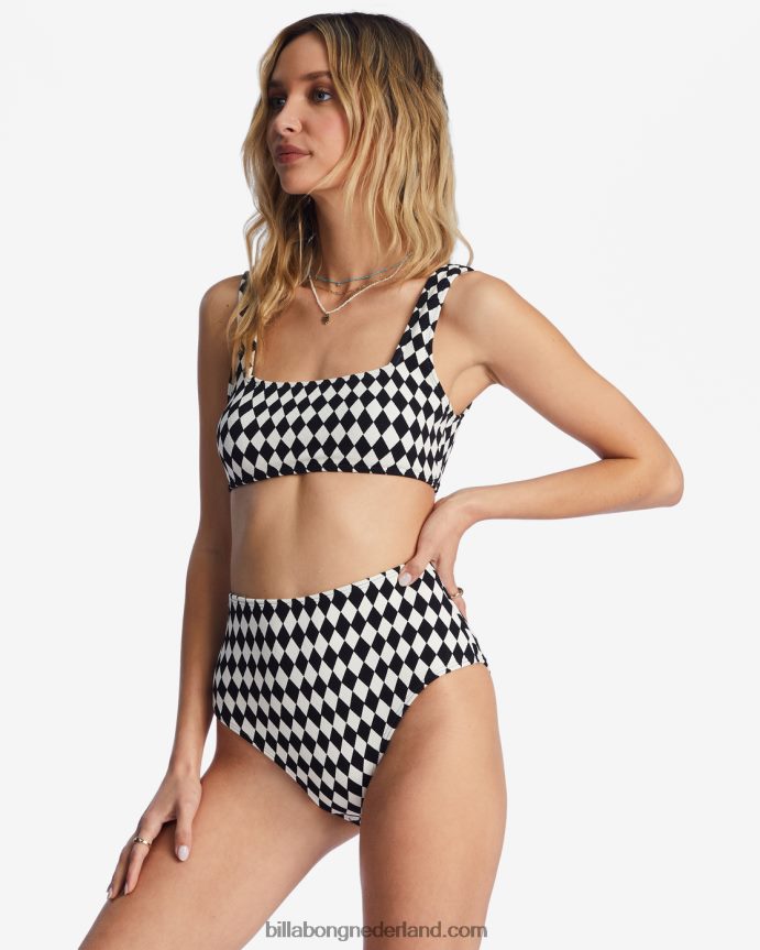 Billabong vrouwen Diamond Daze hoog retro bikinibroekjezwarte kiezelsteen 4D20H1465