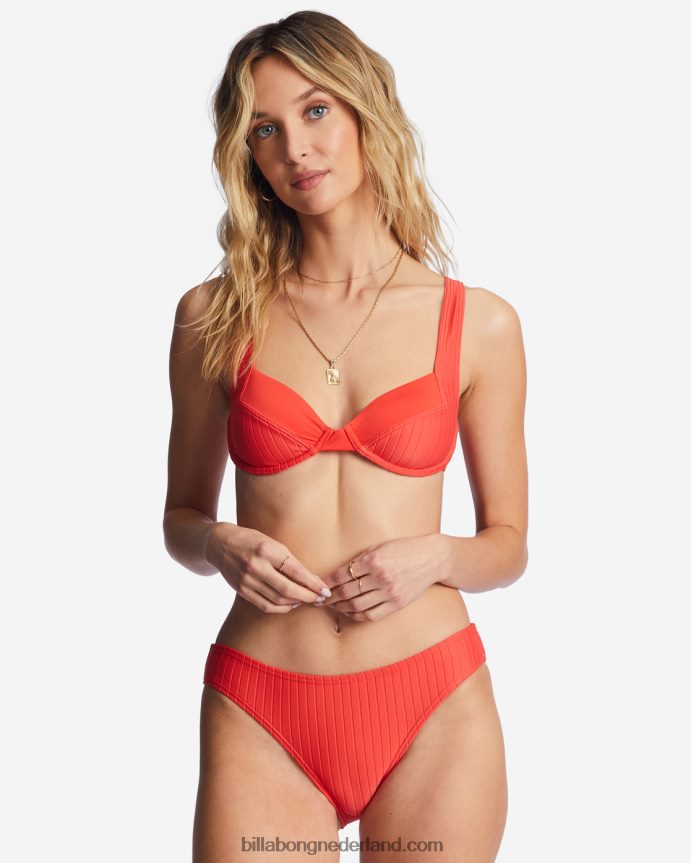 Billabong vrouwen line-up lowrider bikinibroekjeheldere papaver 4D20H1481