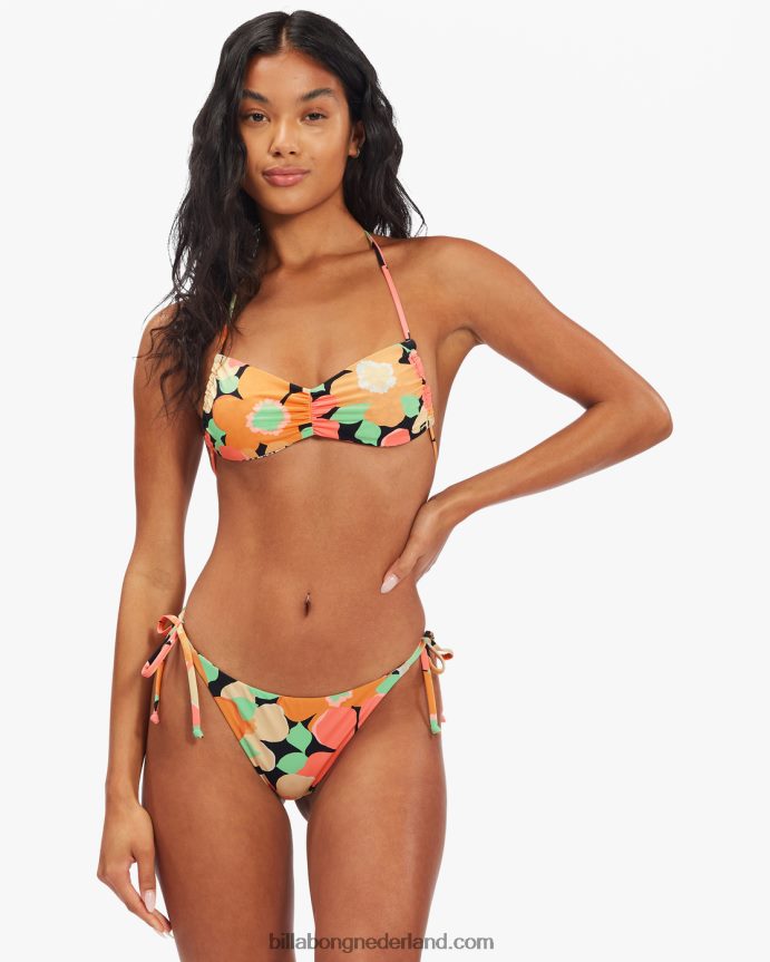 Billabong vrouwen mooie daze tanga omkeerbaar bikinibroekje met strikbandjesmulti 4D20H1547