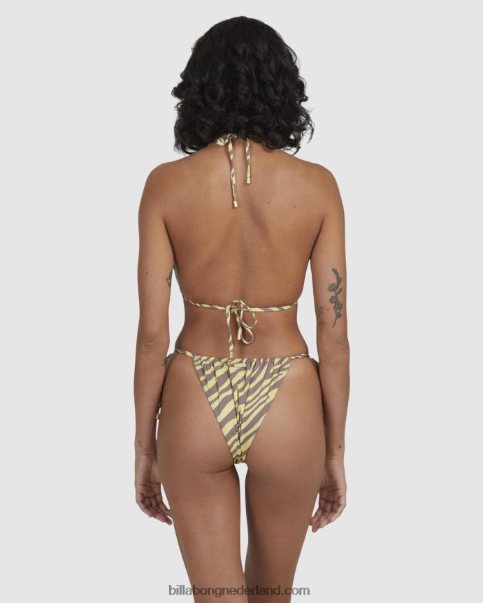 Billabong vrouwen ondiepe stralen klokken bikinibroekje met zijstrikkengeel 4D20H1656