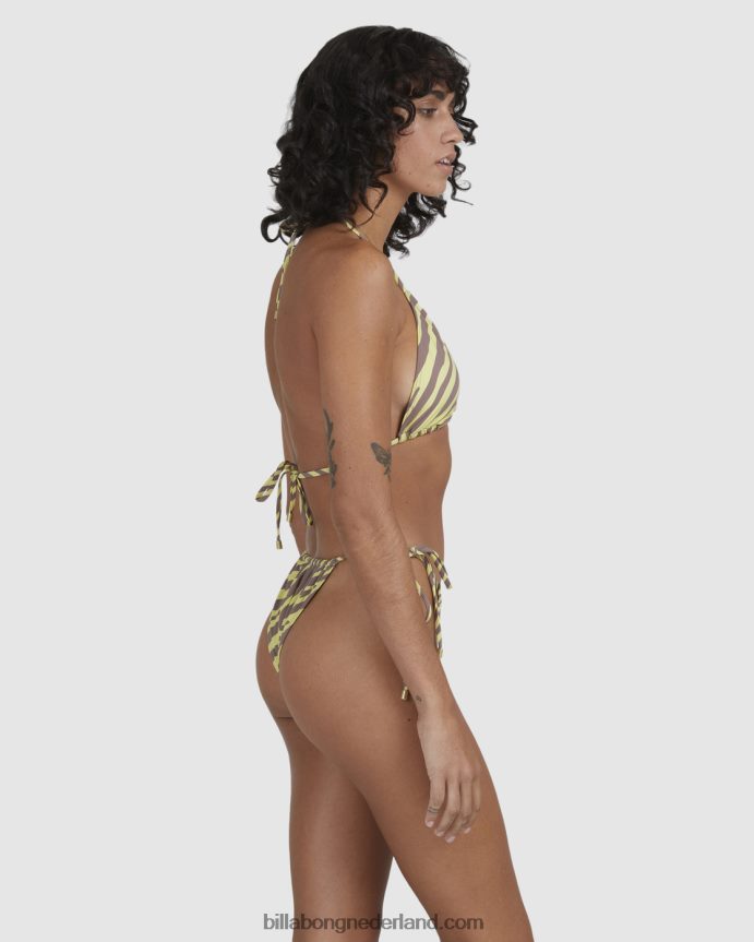 Billabong vrouwen ondiepe stralen klokken bikinibroekje met zijstrikkengeel 4D20H1656