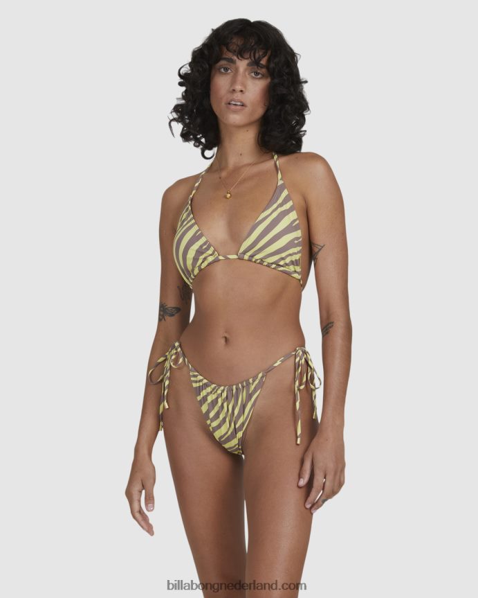 Billabong vrouwen ondiepe stralen klokken bikinibroekje met zijstrikkengeel 4D20H1656