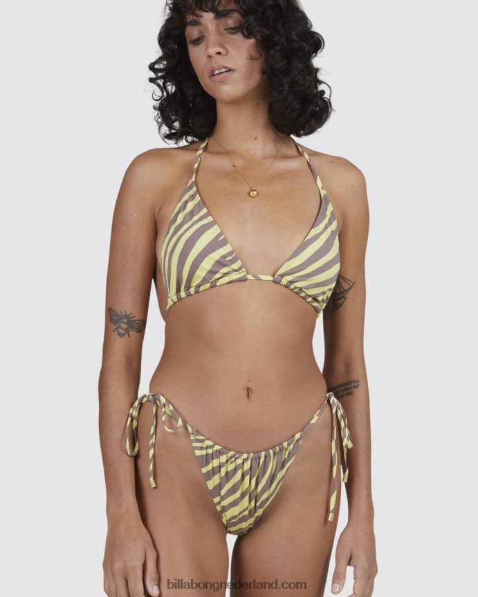 Billabong vrouwen ondiepe stralen klokken bikinibroekje met zijstrikkengeel 4D20H1656